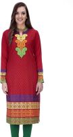 90 West Party Embroidered Women's Kurti(Red)