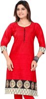 ALC Creations Casual, Formal, Festive Solid Women's Kurti(Red)