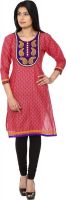 Adhaans Casual Embroidered Women's Kurti(Red, Purple)