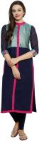 Alom Solid Women's Straight Kurta(Dark Blue) Alom Solid Women's Straight Kurta(Dark Blue)
