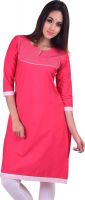 Azaira Casual Solid Women's Kurti(Pink)