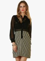 Belle Fille Black Colored Striped Shift Dress