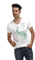 Chlorophile Printed Men's V-neck White T-Shirt Chlorophile Printed Men's V-neck White T-Shirt