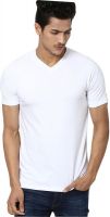 DIZIONARIO Solid Men's V-neck White T-Shirt