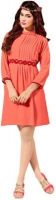 Ethnic Basket Party Self Design Women's Kurti(Orange)