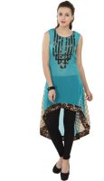 Ethnic Route Casual Printed Women's Kurti(Blue)