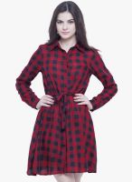 Faballey Red Checked Shift Dress