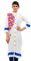 Fashigo Casual Applique Women's Kurti(White)