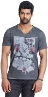 Fashnopolism Printed Men's V-neck Grey T-Shirt