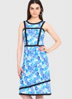 Femenino Blue Colored Printed Shift Dress