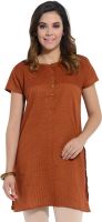 Frame Casual Solid Women's Kurti(Brown)