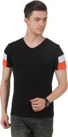 FROST Solid Men's V-neck Black T-Shirt