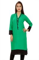 GMI Casual Solid Women's Kurti(Green)
