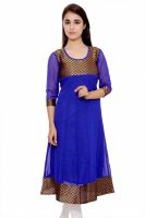 GMI Festive Self Design Women's Kurti(Blue)