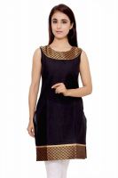 GMI Festive Self Design Women's Kurti(Black)