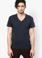 G-Star RAW Blue Solid V Neck T-Shirts