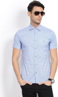 GAS Men's Printed Casual Blue Shirt