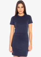 Globus Navy Blue Solid Bodycon Dress