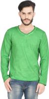 GOFLAUNT Solid Men's V-neck Dark Green T-Shirt