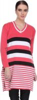 Grand Bear Casual Striped Women's Kurti(Orange, White, Black) Grand Bear Casual Striped Women's Kurti(Orange, White, Black)