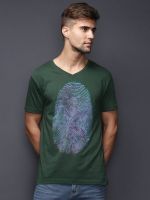 HRX by Hrithik Roshan Printed Men's V-neck Green T-Shirt