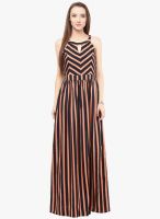 Harpa Orange Colored Striped Maxi Dress