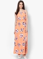 Harpa Peach Colored Printed Maxi Dress