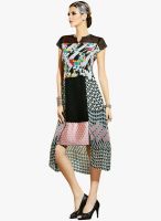 Inddus Black Colored Embroidered Asymmetric Dress