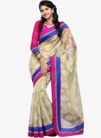 Inddus Cream Embroidered Saree