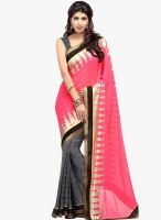 Inddus Pink Printed Saree