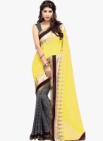 Inddus Yellow Printed Saree