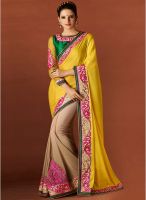 Indian Women By Bahubali Yellow Embroidered Saree