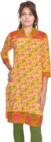 Jaipur Kurti Casual Floral Print Women's Kurti(Orange)