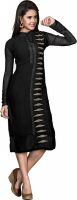 Jiya Party, Festive Self Design, Embroidered Women's Kurti(Black)