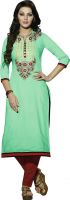 Jiya Party, Festive Self Design, Embroidered Women's Kurti(Green)