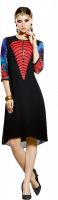 Jiya Party, Festive Self Design, Embroidered Women's Kurti(Black)