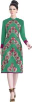 Jiya Party, Festive Self Design, Embroidered Women's Kurti(Green)