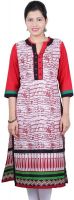 Kaarubaki Casual Printed Women's Kurti(Red, White, Black)