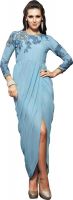 Khoobee Party, Festive Embroidered Women's Kurti(Light Blue)