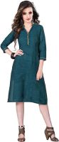 Khoobee Party, Festive Self Design, Printed Women's Kurti(Blue)