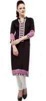 Kurtis By Menika Casual Printed Women's Kurti(Black)