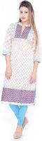 Kurtis By Menika Casual Printed Women's Kurti(White)