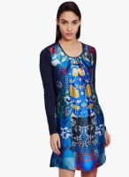 Label Ritu Kumar Blue Printed Shift Dress