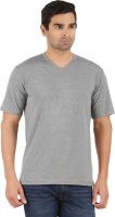 Lavos Solid Men's V-neck Grey T-Shirt