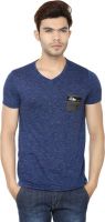 Lowcha Polka Print Men's V-neck White, Black T-Shirt