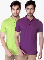 Lucfashion Pack Of 2 Multicoloured Solid Polo T-Shirt