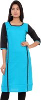 M&D Casual Solid Women's Kurti(Light Blue)