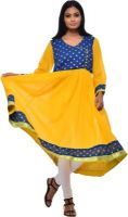 Maandna Printed Women's Anarkali Kurta(Yellow)