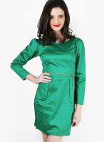 Magnetic Designs Green Colored Solid Bodycon Dress