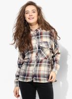 MANGO-Outlet Off White Checked Shirt